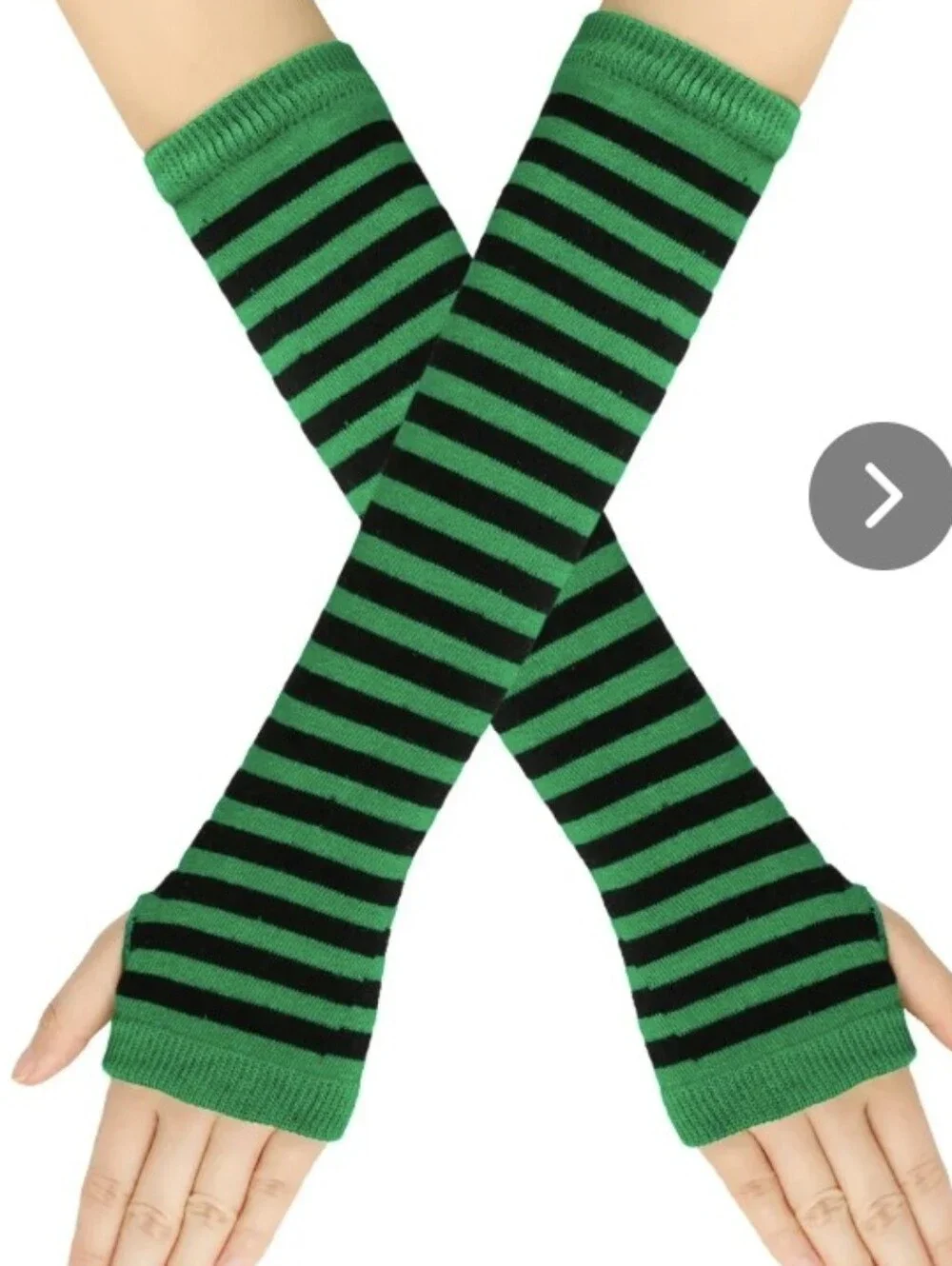 Green & Black Striped Thigh-High Socks & Arm Warmers